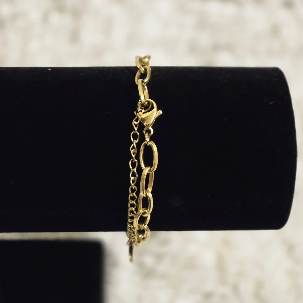 Stainless Steel‎ Gold Overlay Crystal Butterfly Bracelet 7